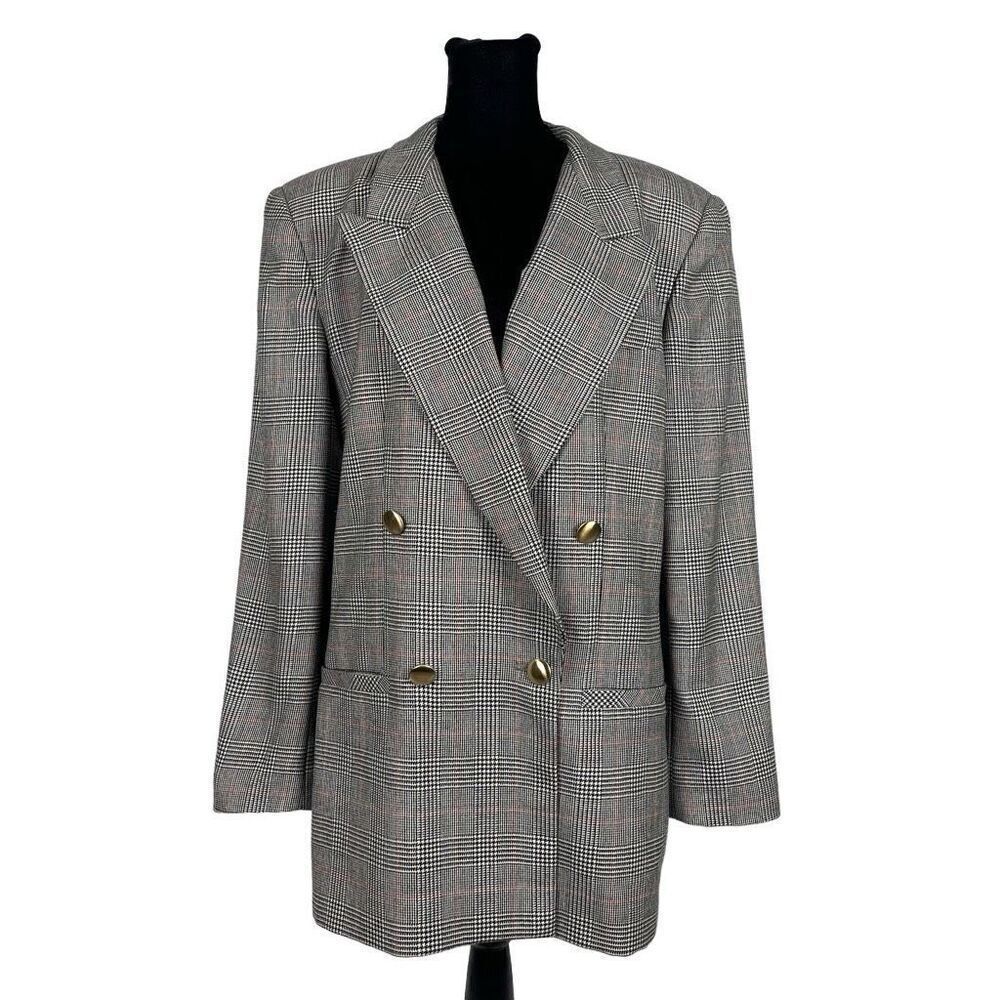 Vintage Wheaton & Katz 100% Wool Plaid Double‎ Breasted Blazer - Women’s 12